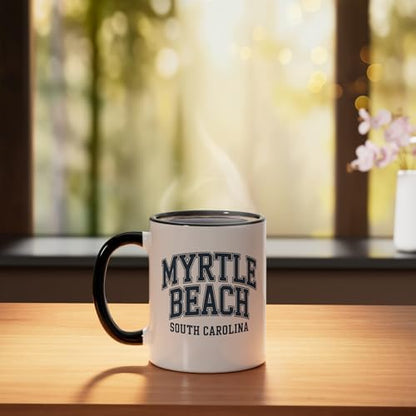 Myrtle Beach South Carolina Ceramic Mug, Black/White