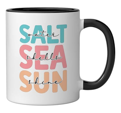 Saltwater Seashells Sunshine Ceramic Mug, Black/White