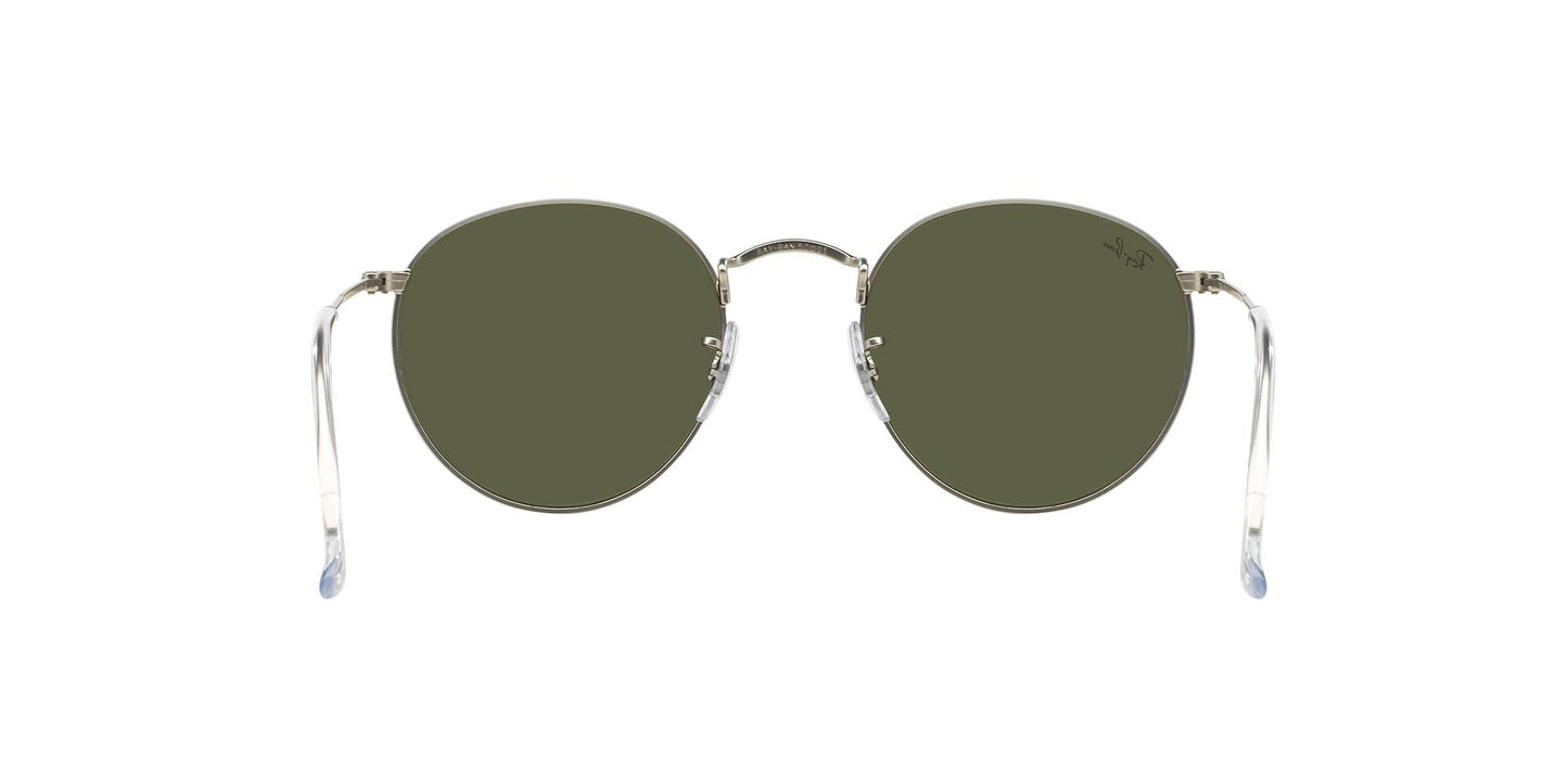 Ray-Ban Unisex RB3447 Round Metal Round Sunglasses, Matte Silver/Light Green Mirrored Silver, 50 mm