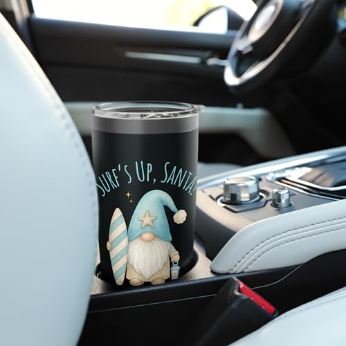 Surf's Up Santa Funny Christmas Gnome Stainless Steel Insulated Tumbler