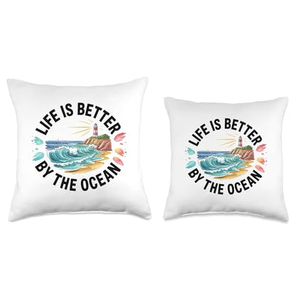 Life is Better by The Ocean Throw Pillow
