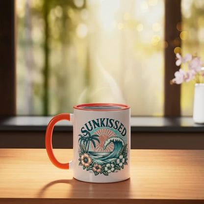 Sunkissed Tropical Summer Ceramic Mug, Orange/White