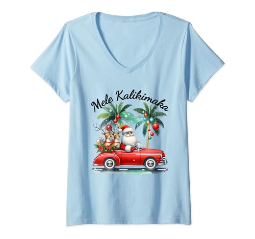 Womens Mele Kalikimaka V-Neck T-Shirt