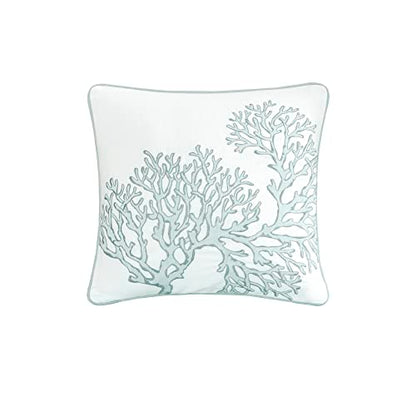 Harbor House Seaside Reversible Cotton Quilt Set Coastal Clam, Starfish, Coral Embroidery, All Season, Pre-Washed Coverlet Bedding Layer, Decorative Pillow, King/Cal King(108"x90") Seafoam 4 Piece