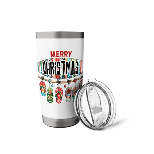 Merry Christmas Surfboard Flip Flop Stainless Steel Insulated Tumbler
