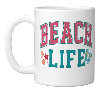 Beach Life Ceramic Mug, White