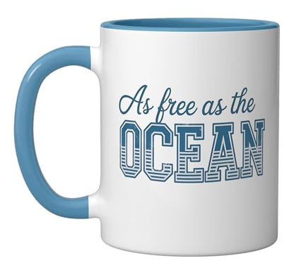 Free As The Ocean Ceramic Mug, Blue/White