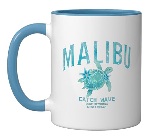Malibu Surfing Ceramic Mug, Blue/White