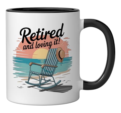 Retired and Loving It Ceramic Mug, Black/White