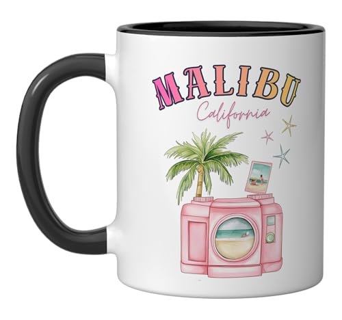 California Memories Malibu Ceramic Mug, Black/White