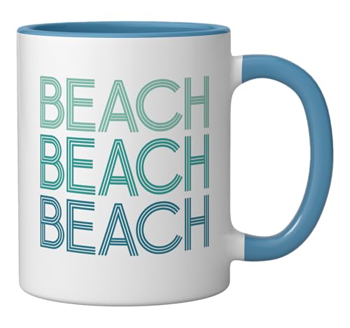 Beach Ceramic Mug, Blue/White