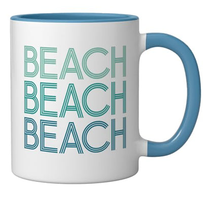 Beach Ceramic Mug, Blue/White