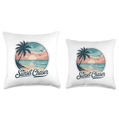 Tropical Beach Sun Throw Pillow