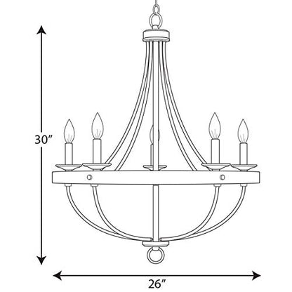 Progress Lighting Gulliver Collection 5-Light Coastal Chandelier Light Galvanized,Gray