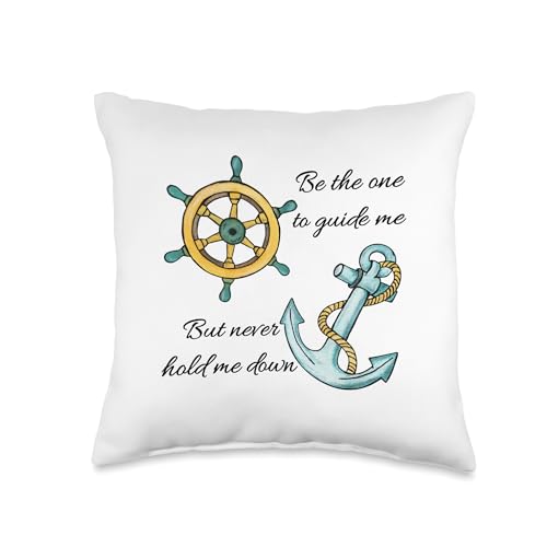 Nautical Shipwheel Anchor Guide Throw Pillow