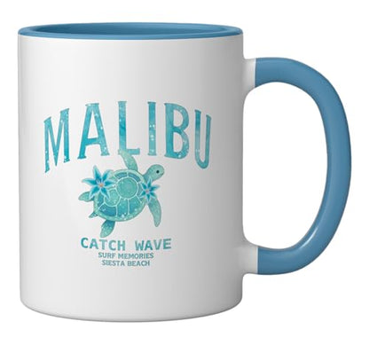 Malibu Surfing Ceramic Mug, Blue/White