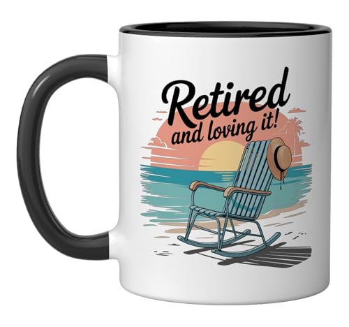 Retired and Loving It Ceramic Mug, Black/White