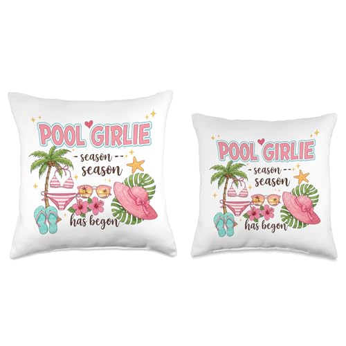 Pool Girl Summer Throw Pillow
