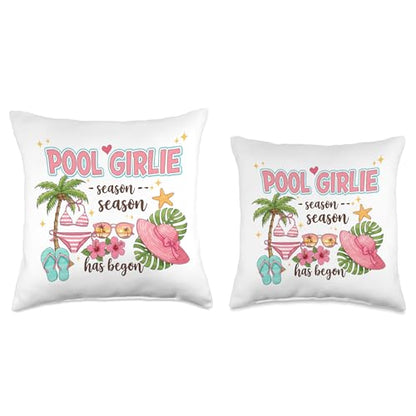 Pool Girl Summer Throw Pillow
