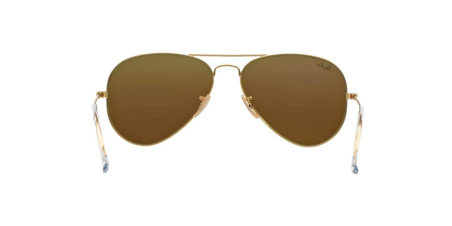 Ray-Ban RB3025 Metal Aviator Sunglasses + Vision Group Accessories Bundle (Matte Arista/Grey Mirror Blue (112/17), 55, Millimeters)