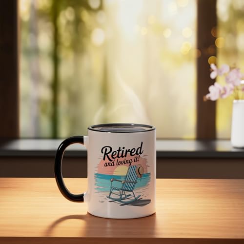 Retired and Loving It Ceramic Mug, Black/White