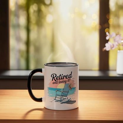 Retired and Loving It Ceramic Mug, Black/White