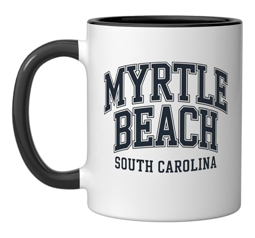 Myrtle Beach South Carolina Ceramic Mug, Black/White
