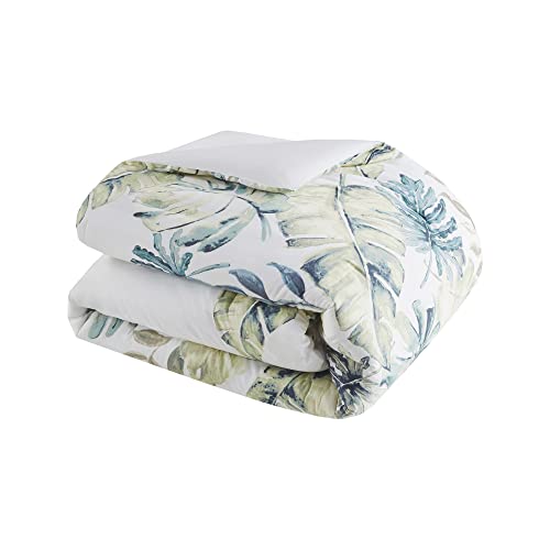 Harbor House Cozy Cotton Comforter Set - Coastal, All Season Down Alternative Casual Bedding with Matching Shams, Decorative Pillows, Lorelai, Monstera Leaf Green King(110"x96") 6 Piece