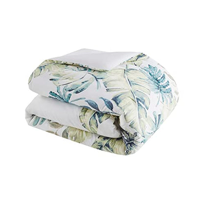Harbor House Cozy Cotton Comforter Set - Coastal, All Season Down Alternative Casual Bedding with Matching Shams, Decorative Pillows, Lorelai, Monstera Leaf Green King(110"x96") 6 Piece