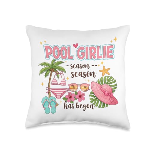 Pool Girl Summer Throw Pillow