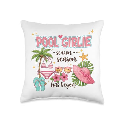Pool Girl Summer Throw Pillow
