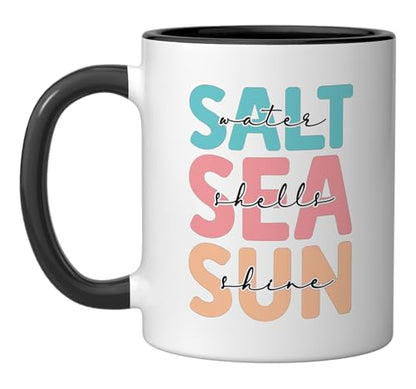 Saltwater Seashells Sunshine Ceramic Mug, Black/White