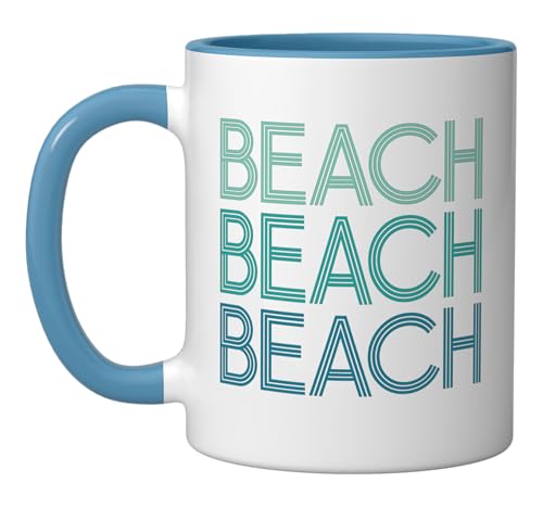 Beach Ceramic Mug, Blue/White
