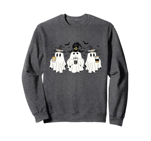 Halloween Witch Cute Coffee Ghosts Sweatshirt