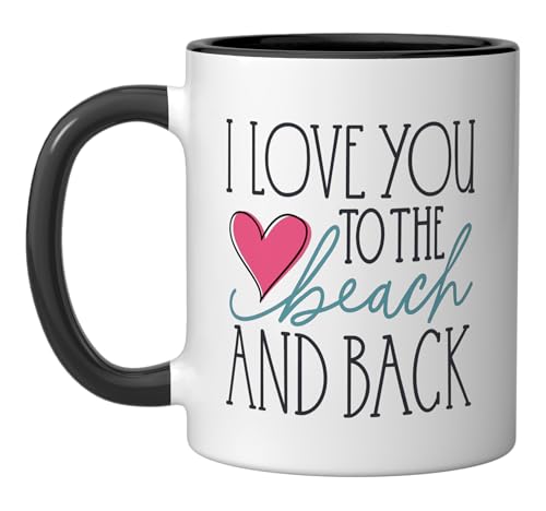 I Love You To The Beach And Back Ceramic Mug, Black/White
