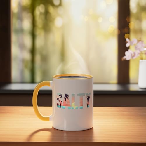 Salty Tropical Ceramic Mug, Yellow/White