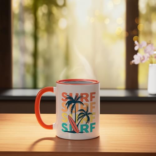 Surf Tropical Ceramic Mug, Orange/White
