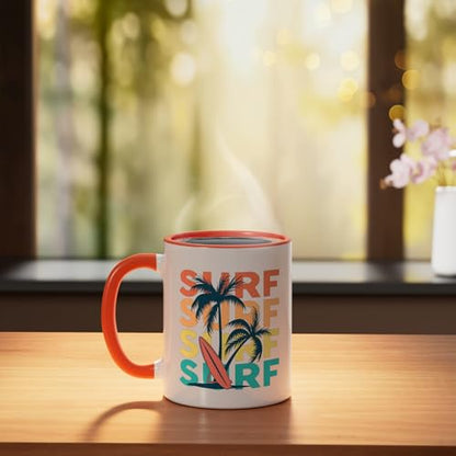 Surf Tropical Ceramic Mug, Orange/White