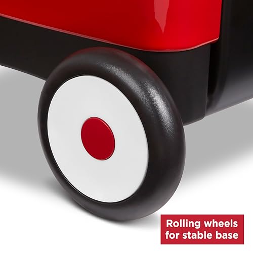 Radio Flyer My 1st Wagon 2-in-1 Walker & Pull Wagon with Beach and Garden Tools for Toddlers Ages 1-4, Red