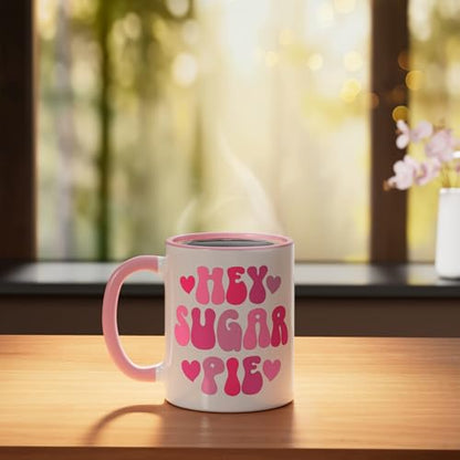 Hey Sugar Pie Retro Valentines Day Ceramic Mug