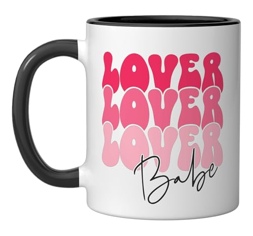 Lover Babe Retro Ceramic Mug, Black/White