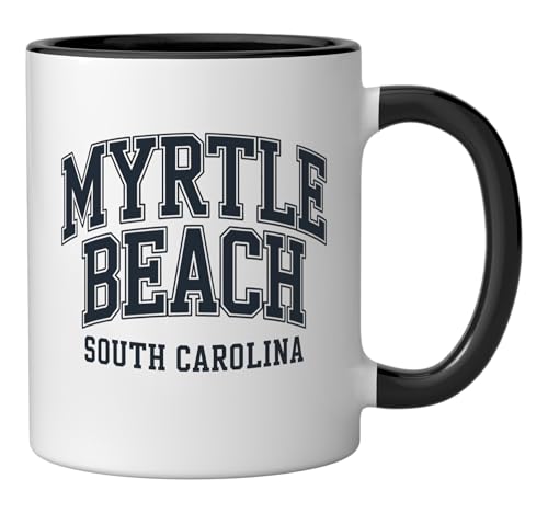 Myrtle Beach South Carolina Ceramic Mug, Black/White