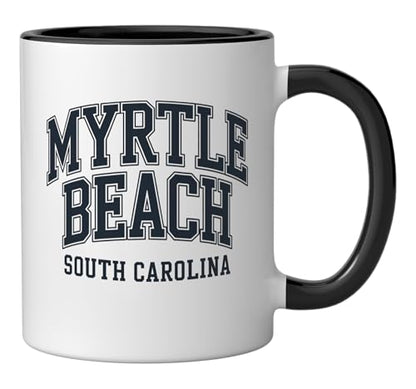 Myrtle Beach South Carolina Ceramic Mug, Black/White