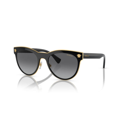 Versace VE2198 MEDUSA CHARM 1002T3 54MM Black/Light Grey Gradient Grey Polarized Round Sunglasses For Women +BUNDLE with ACCESSORY EYEWEAR KIT