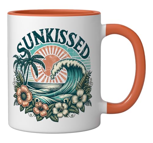 Sunkissed Tropical Summer Ceramic Mug, Orange/White