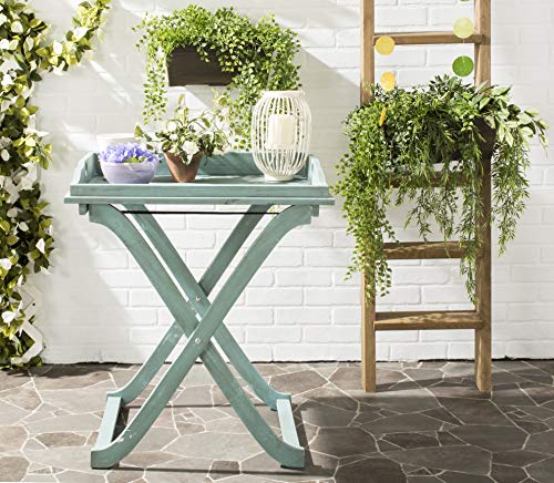 Safavieh Outdoor Collection Covina Beach House Blue Tray Table