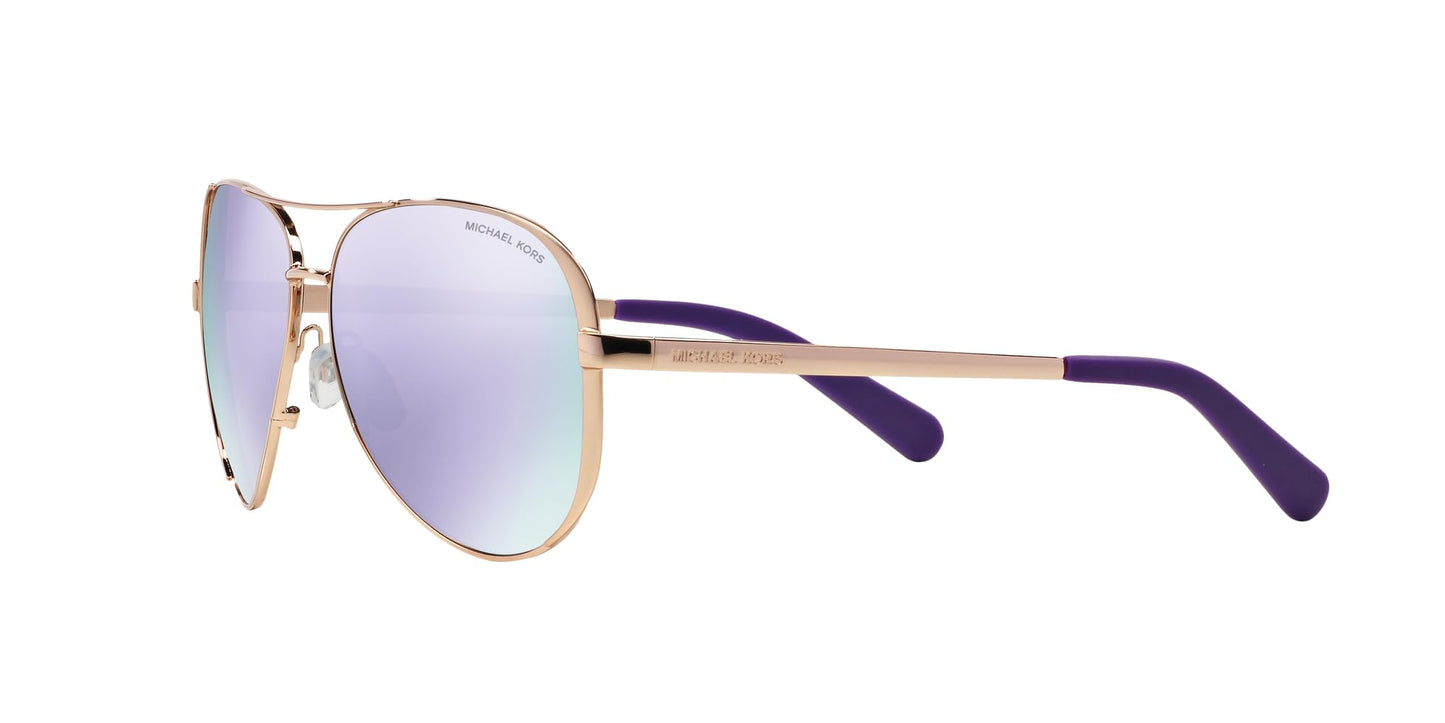 Michael Kors Women's MK5004 Chelsea Aviator Sunglasses, Rose Gold/Purple Mirrored, 59 mm