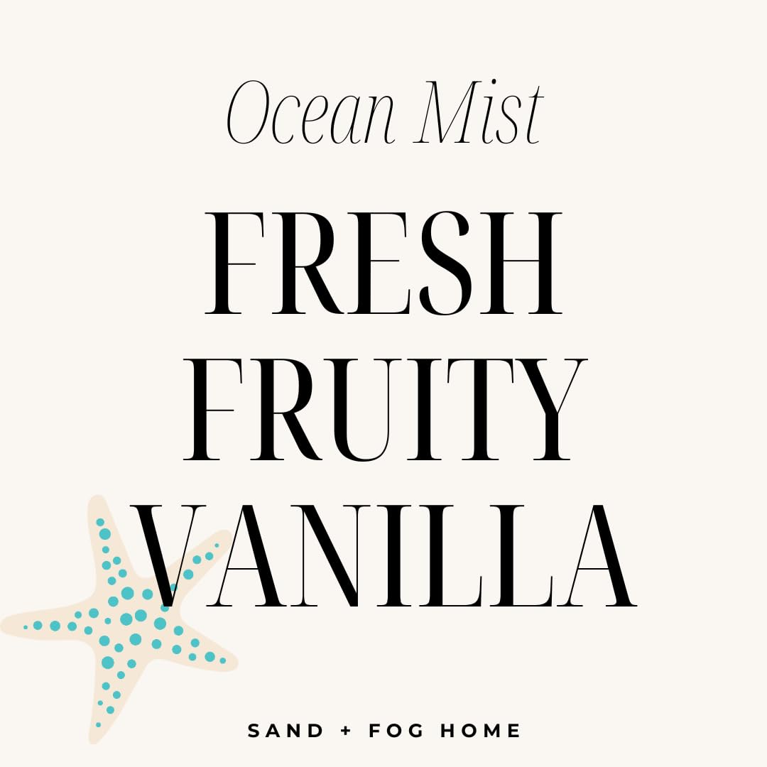 Sand + Fog Scented Candle - Ocean Mist - Additional Scents and Sizes – 100% Cotton Lead-Free Wick - Luxury Air Freshening Jar Candles - Perfect Home Décor for Your Cocktail Table – 34 oz