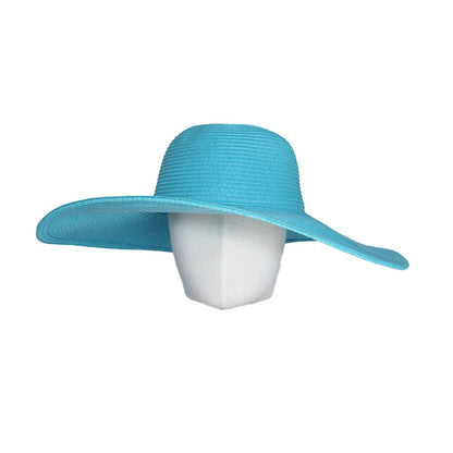 WITHMOONS Straw Hats for Women Floppy Sun Sky Blue Hats Beach Wide Brim Oversized UPF 50 with Strap Summer Roll Up SZ90045 (SkyBlue)