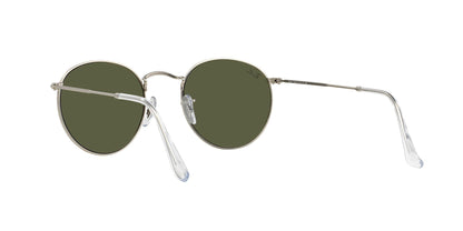 Ray-Ban Unisex RB3447 Round Metal Round Sunglasses, Matte Silver/Light Green Mirrored Silver, 50 mm